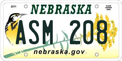 NE license plate ASM208