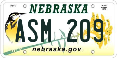 NE license plate ASM209