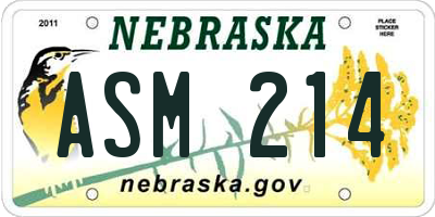 NE license plate ASM214