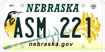 NE license plate ASM221
