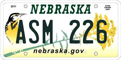 NE license plate ASM226