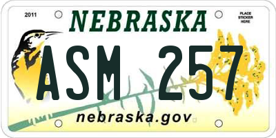 NE license plate ASM257
