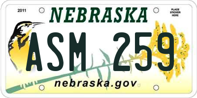 NE license plate ASM259