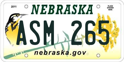 NE license plate ASM265