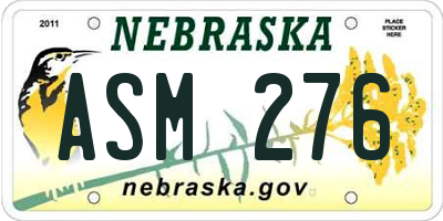 NE license plate ASM276