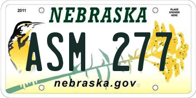 NE license plate ASM277