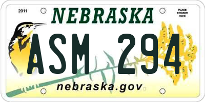 NE license plate ASM294