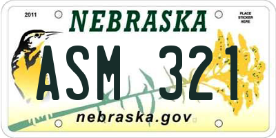 NE license plate ASM321