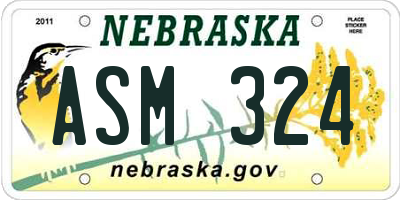 NE license plate ASM324