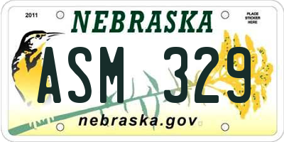 NE license plate ASM329