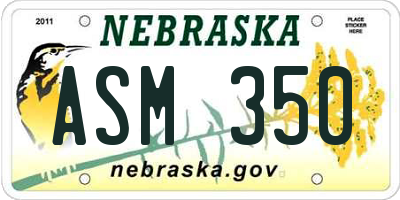 NE license plate ASM350