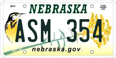 NE license plate ASM354