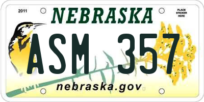 NE license plate ASM357