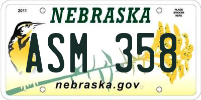 NE license plate ASM358