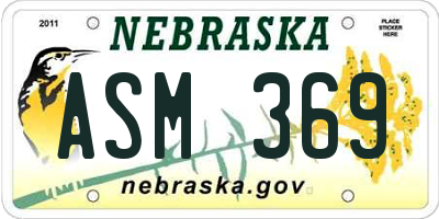 NE license plate ASM369