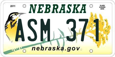 NE license plate ASM371