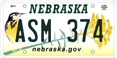 NE license plate ASM374