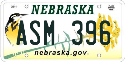NE license plate ASM396