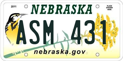 NE license plate ASM431