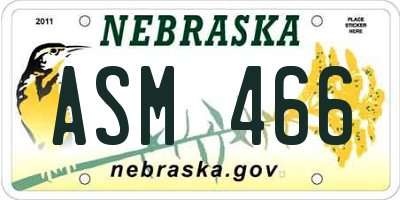 NE license plate ASM466