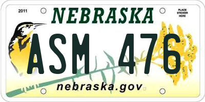 NE license plate ASM476