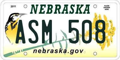 NE license plate ASM508