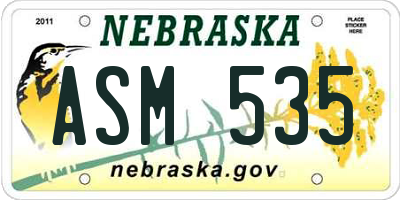 NE license plate ASM535