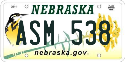 NE license plate ASM538