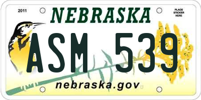 NE license plate ASM539
