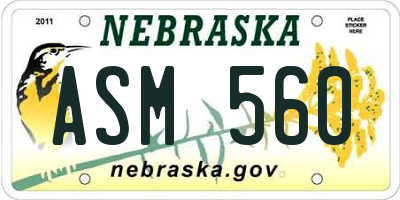 NE license plate ASM560