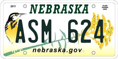 NE license plate ASM624