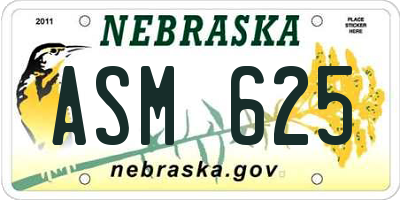 NE license plate ASM625