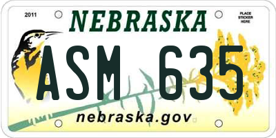 NE license plate ASM635