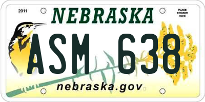 NE license plate ASM638