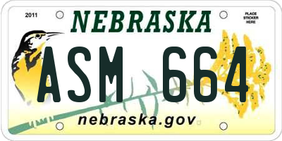 NE license plate ASM664