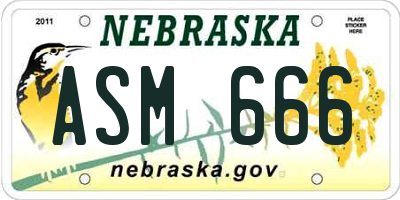 NE license plate ASM666