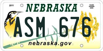 NE license plate ASM676