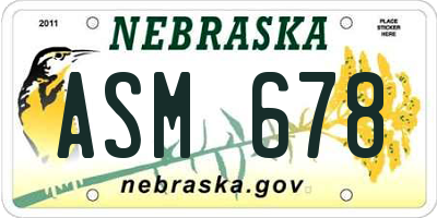 NE license plate ASM678