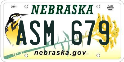 NE license plate ASM679
