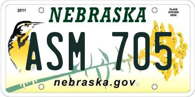 NE license plate ASM705