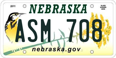 NE license plate ASM708