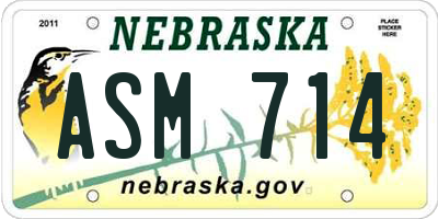 NE license plate ASM714