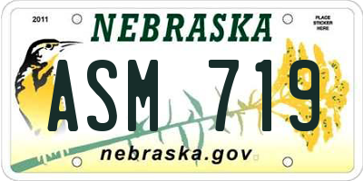 NE license plate ASM719