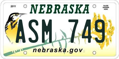 NE license plate ASM749