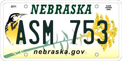 NE license plate ASM753