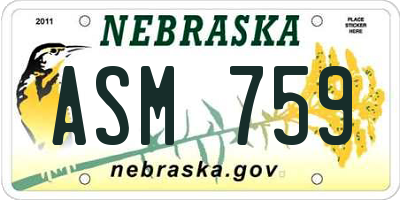 NE license plate ASM759