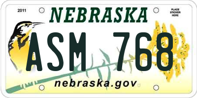 NE license plate ASM768