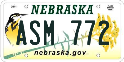 NE license plate ASM772
