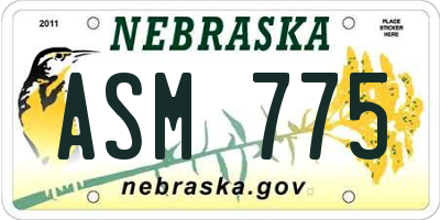 NE license plate ASM775
