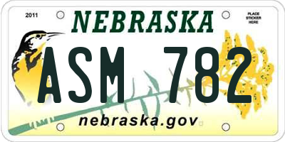 NE license plate ASM782